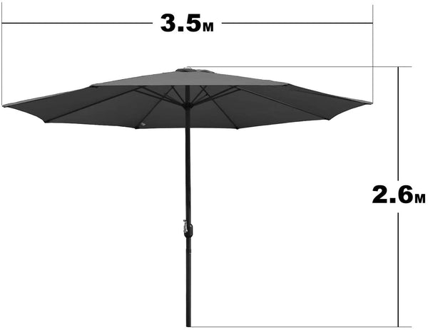 Wolketon Ø350cm Sonnenschirm Grau mit LEDs