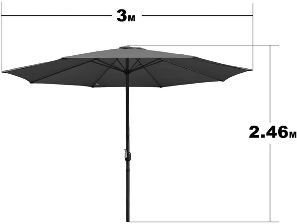 Wolketon Ø300cm Sonnenschirm Grau mit LEDs