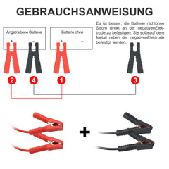 Hengda Starthilfekabel 2x6m Starterkabel Set aus Kupfer für KFZ PKW LKW Batterie Überbrückungskabel für Benzin- und Dieselmotoren