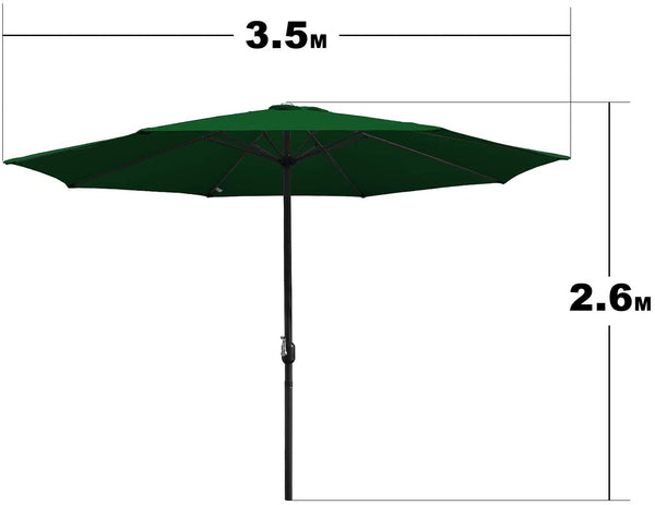 Wolketon Ø350cm Sonnenschirm Grün mit LEDs