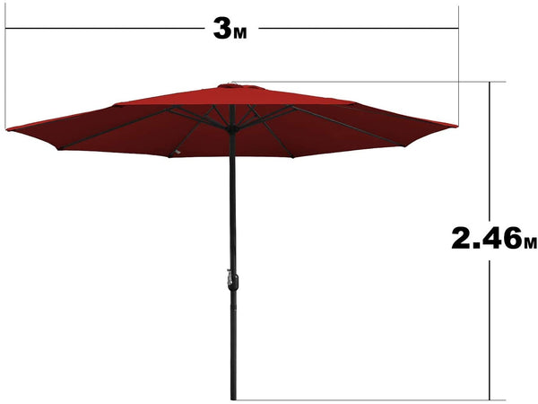 Wolketon Ø300cm Sonnenschirm Rot mit LEDs