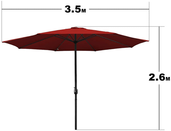 Wolketon Ø350cm Sonnenschirm Rot mit LEDs