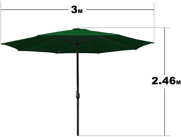 Wolketon Ø300cm Sonnenschirm Grün mit LEDs