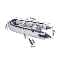 Vingo 320cm Schlauchboot Mit Pumpe & Paddel 6 Plätzen Sportboot  geeignet für einen Außenbordmotor 320x151x70cm