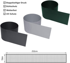 Hengda Sichtschutzstreifen,40pcs Anthrazit Hartes PVC Höhe 19 cm x Breite 252 cm UV-Resistent