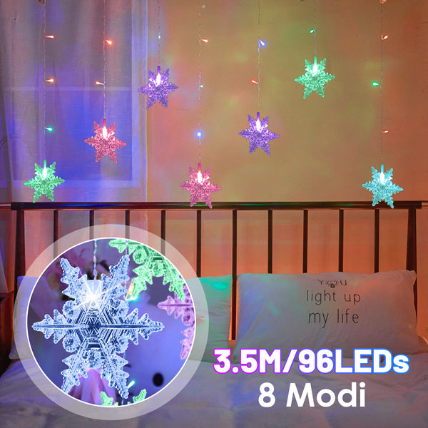 Hengda LED Lichterkette Schneeflocke PartyLicht IP44 Lichterketten Xmas Lichtervorhang